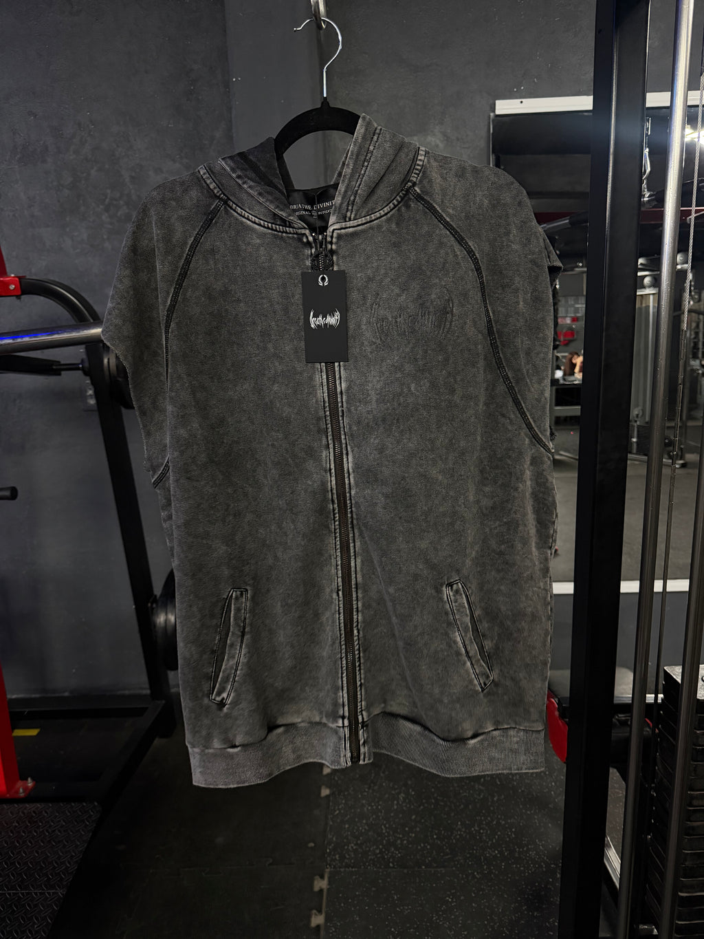 Venom Cut-off Zip up Hoodie - Smoke