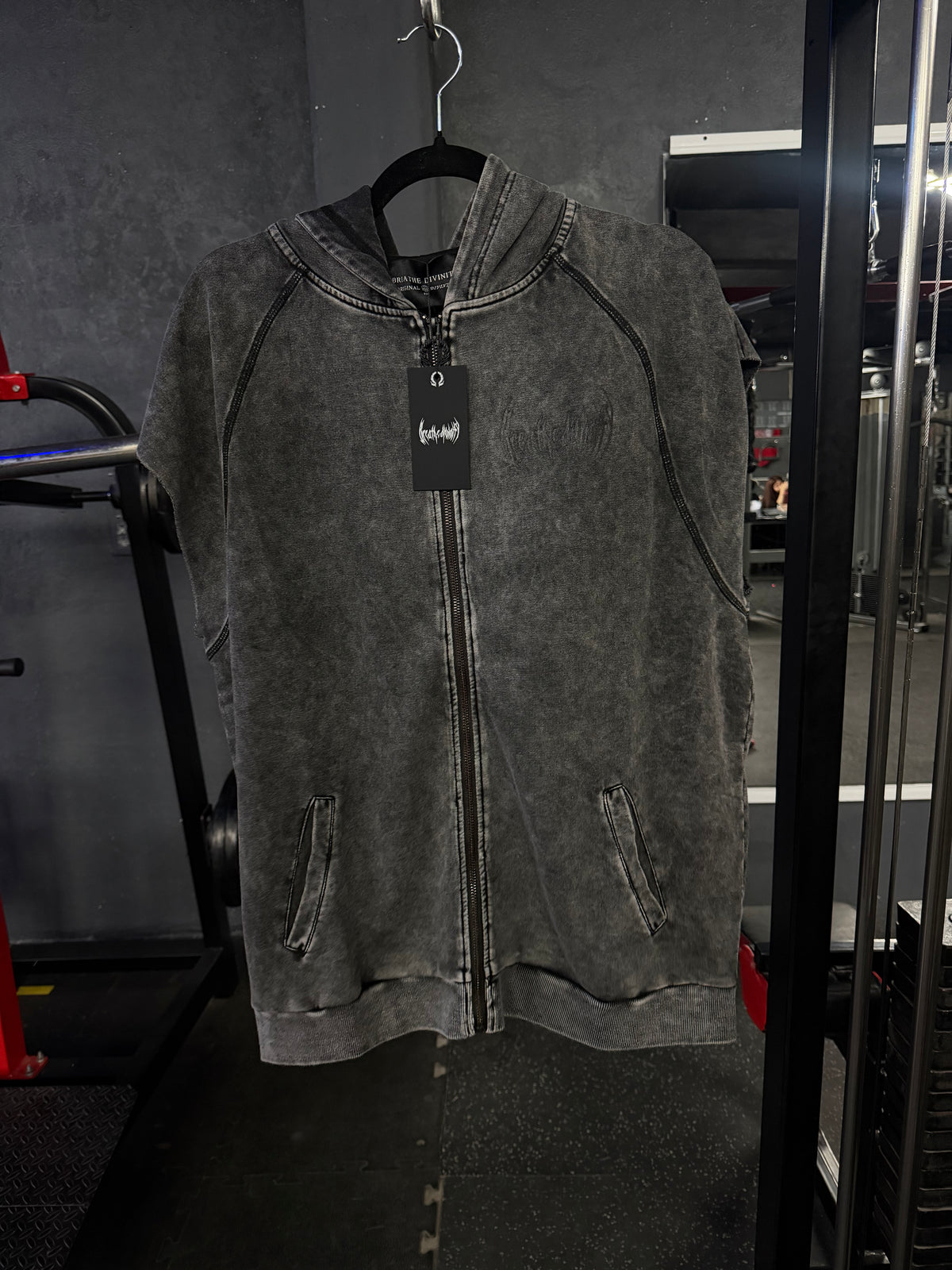 Venom Cut-off Zip up Hoodie - Smoke